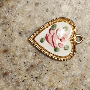 Gold Heart Pendant with Floral Design